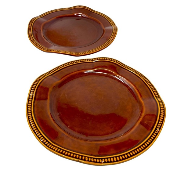 Oneida Emme | Chocolate | Stoneware | Plate and Bowl Set of Two | Vintage - Picture 2 of 8